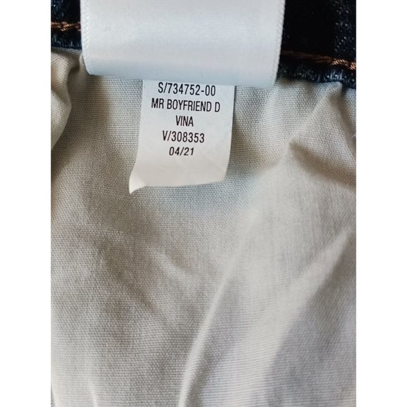 OLD NAVY NWT 14P Dark Wash Mid Rise Cropped Boyfriend Jeans Raw Hem 22" inseam - Picture 5 of 7